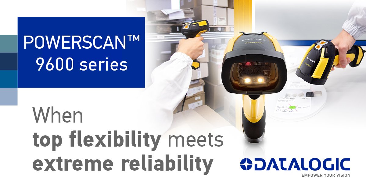 Graphic with information about the Datalogic Powerscan 9600 series