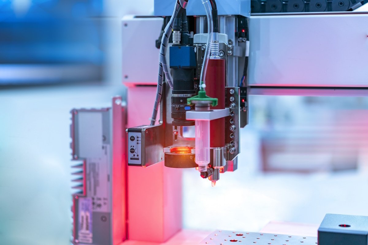A laser printing machine being used
