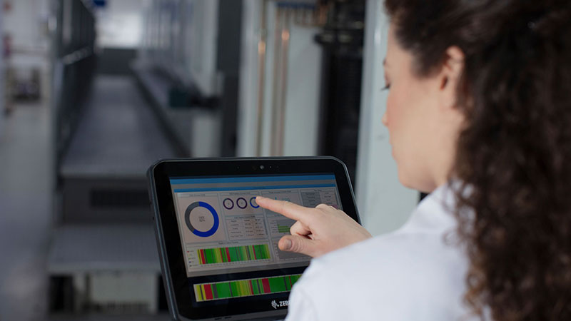 Someone using a Zebra tablet