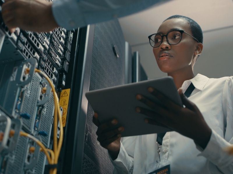A woman overseeing a network configuration