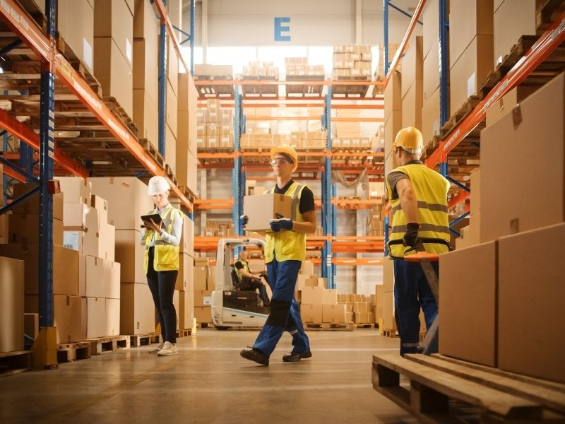 A group of warehouse workers