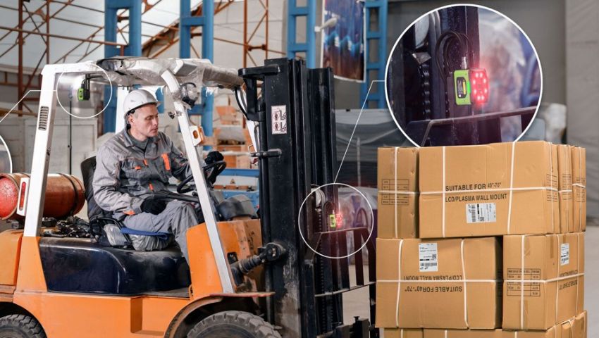 A close in of a forklift scanner